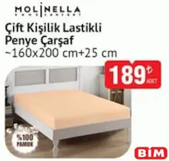 MOLİNELLA ÇİFT KİŞİLİK LASTİKLİ PENYE ÇARŞAF